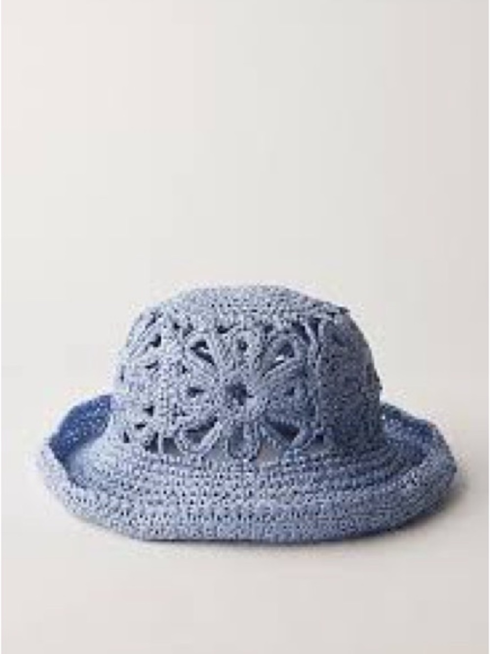 NWT new free people straw flower crochet hat powder blue
